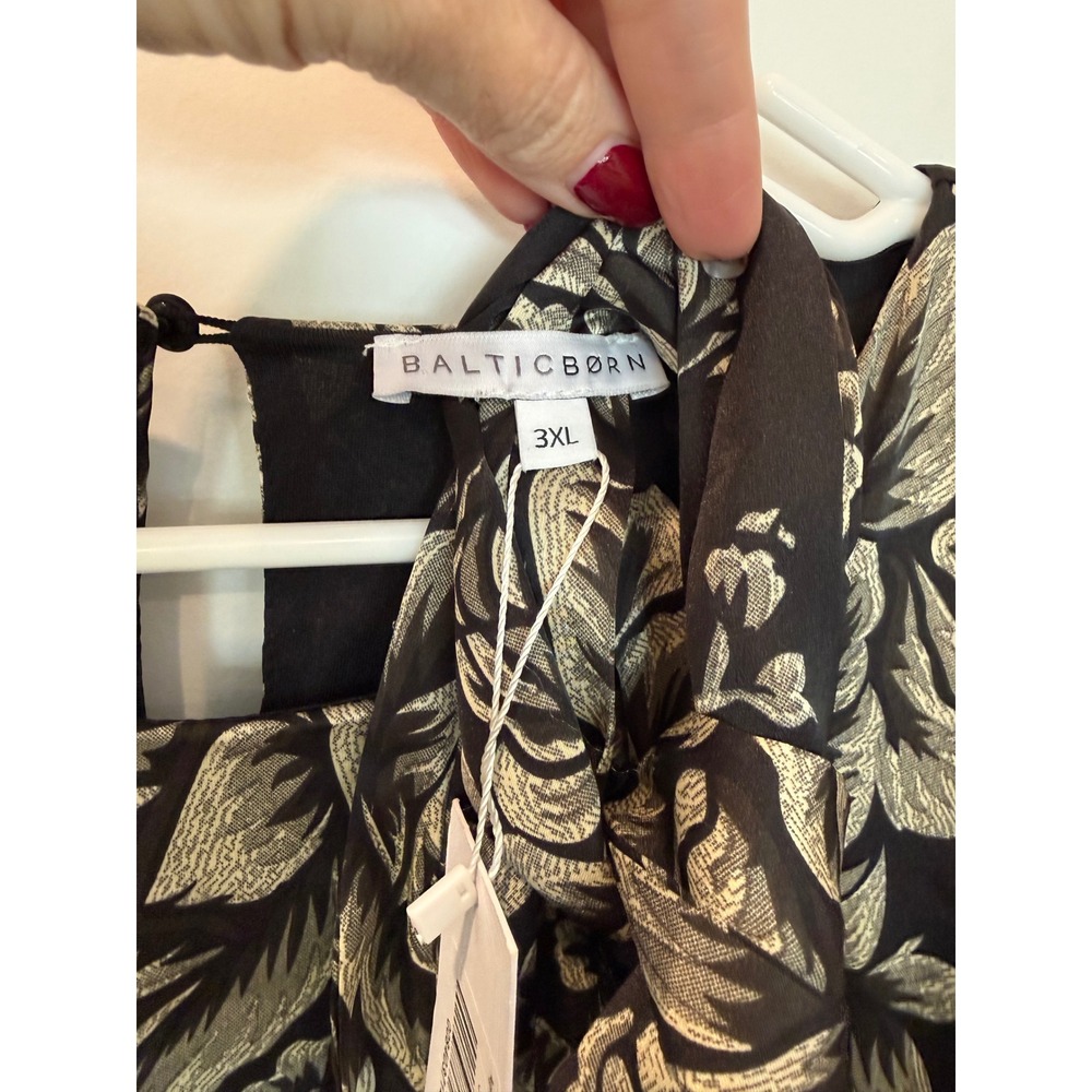 Baltic Born Agnes Satin Maxi Dress Black Cream Floral 3XL AGN-DR-69819-3X - Picture 4 of 8